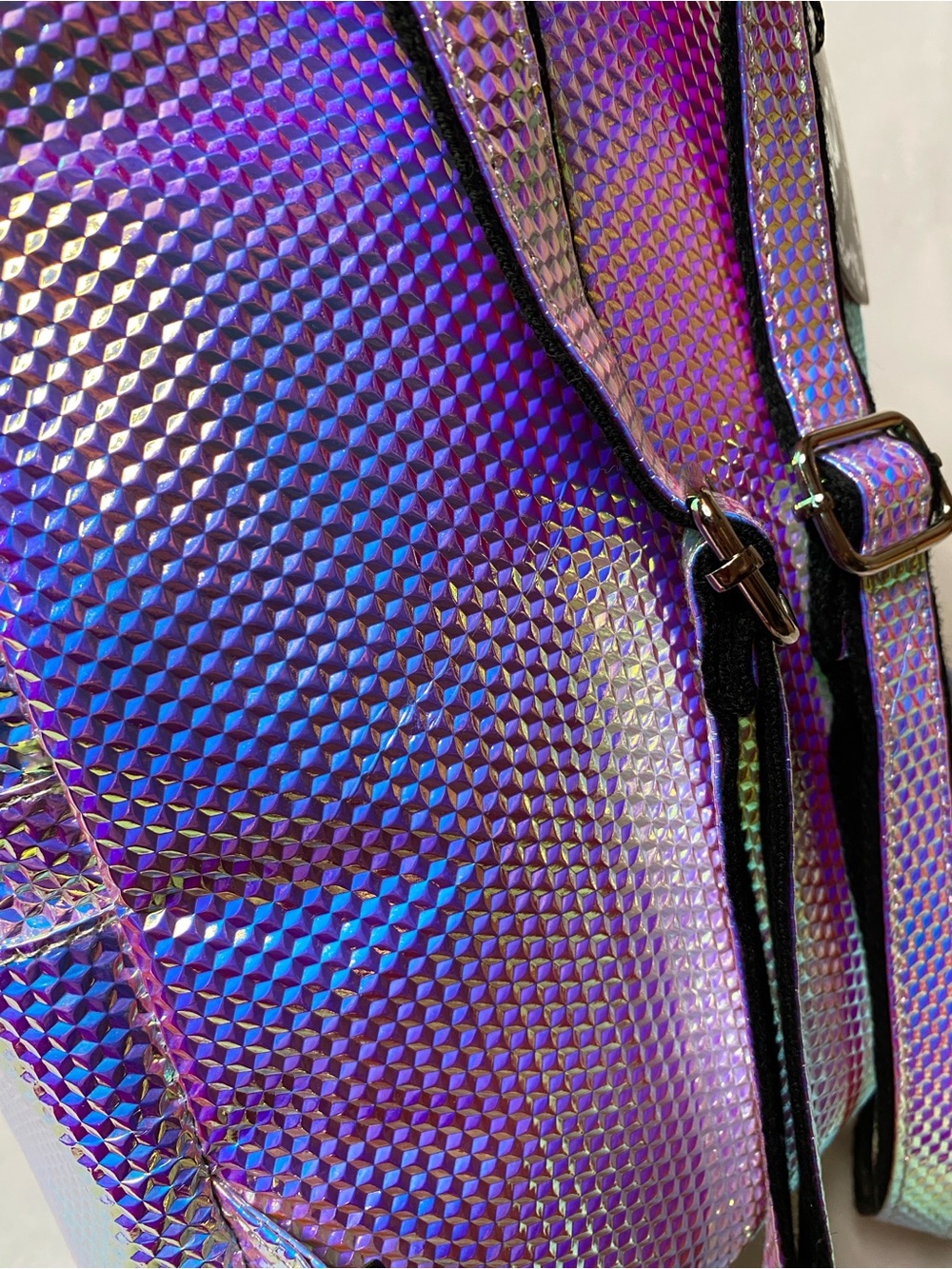 Holographic Color Shift Cyber Rave Mini Backpack - Picture 11 of 13